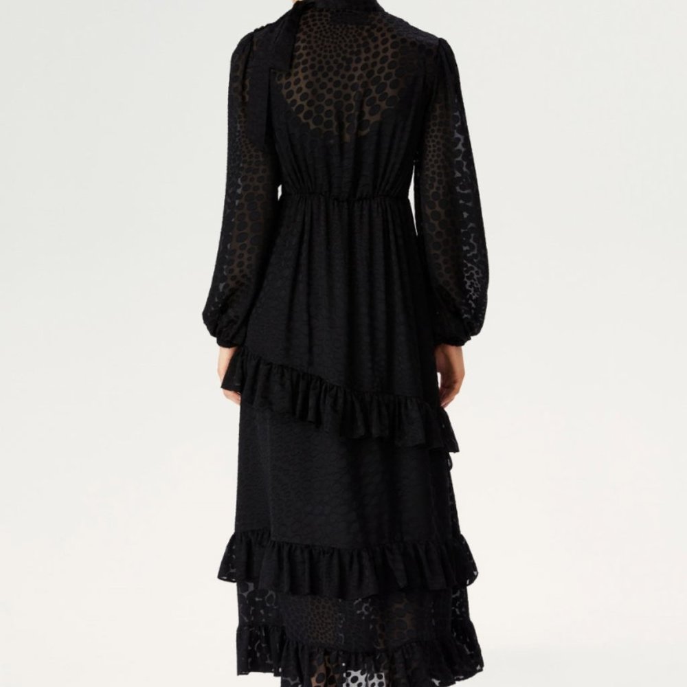 Polka Dot Sheer Long-sleeve Dress - Picture 3 of 4